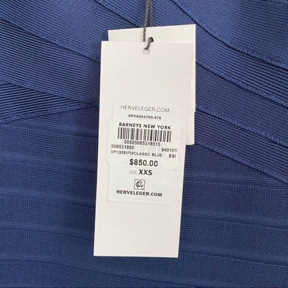 NWT Herve Leger bandage classic blue ruffle dress - Picture 4 of 5